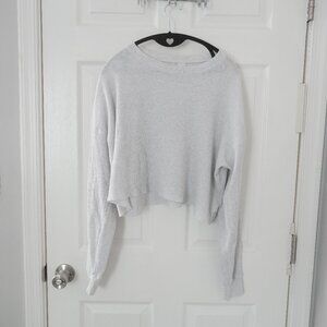 Aritzia Tna WAFFLE Light Gray Cropped Longsleeve